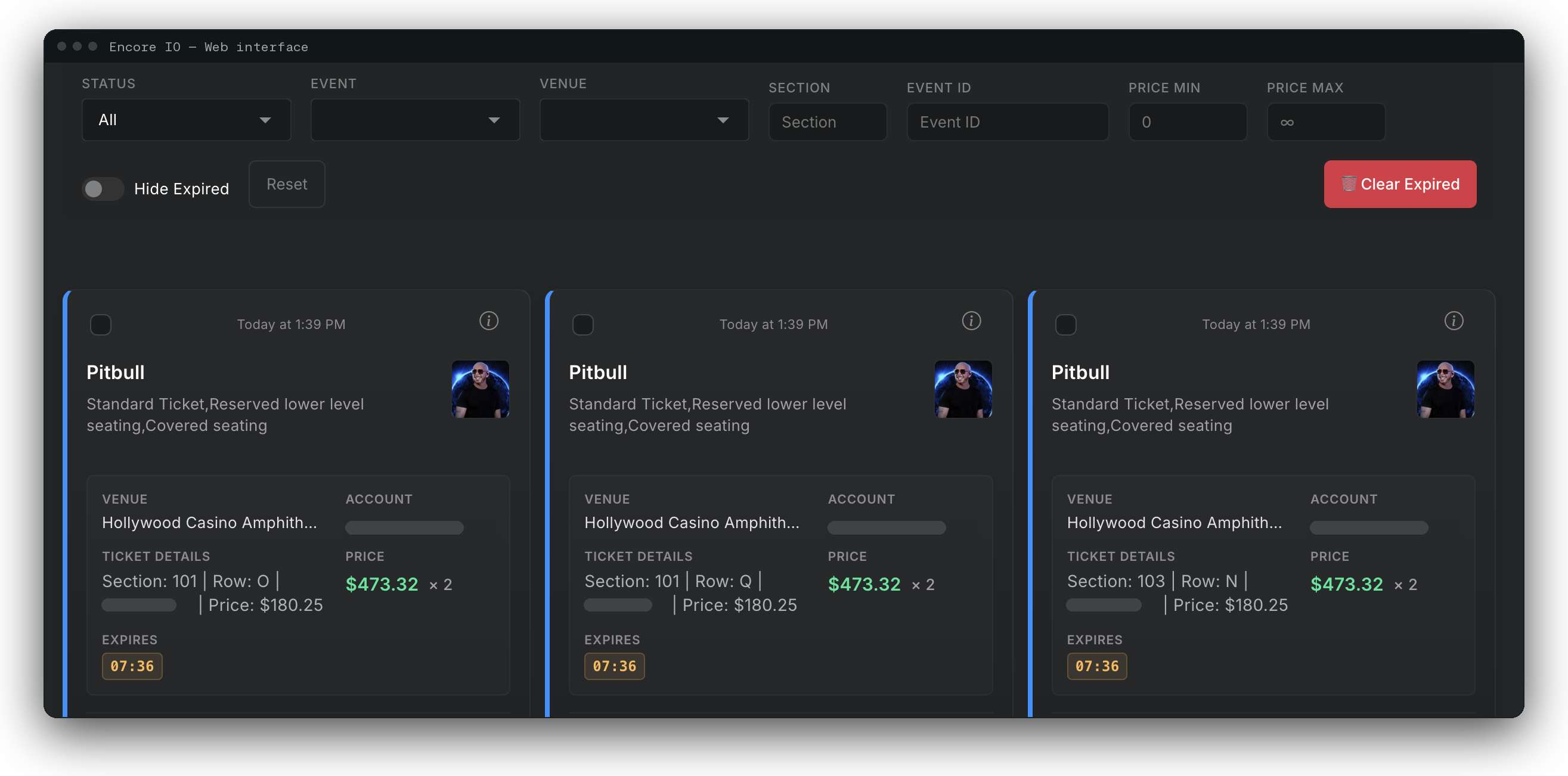 Encore IO web interface